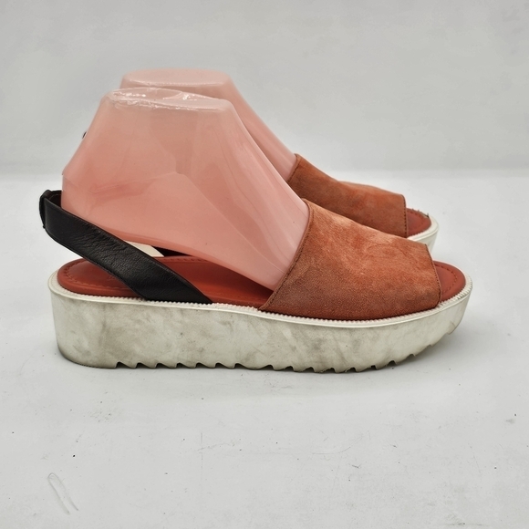 Frau Suede Slingback Platform Sandals Orange Size 38 EU - Picture 4 of 12
